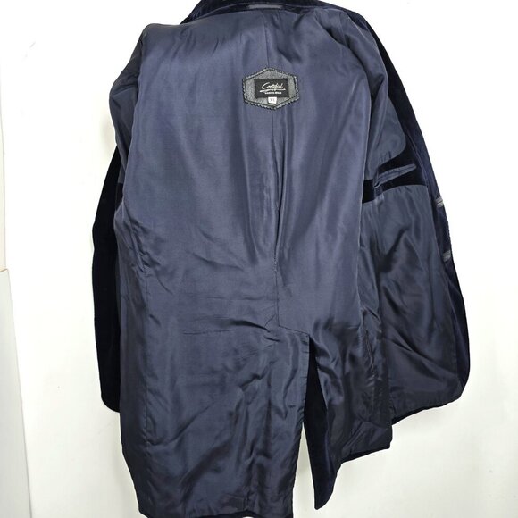 Vintage Cortefiel Velvet Dinner Jacket 44 Wide Lapel Velvet Tuxedo Jacket Blazer - Picture 9 of 11